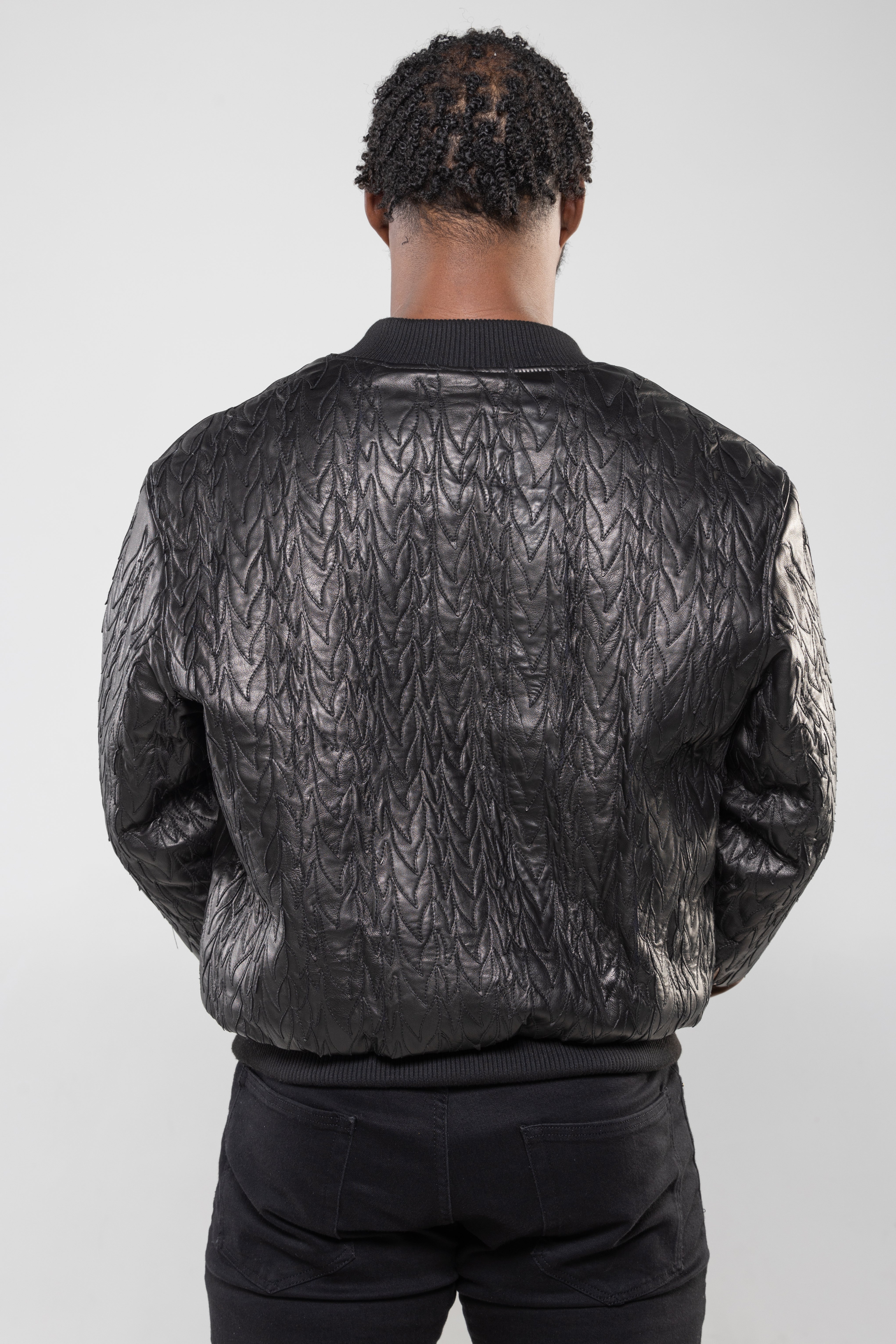 SHAE VARSITY BOMBER LEATHER JACKET