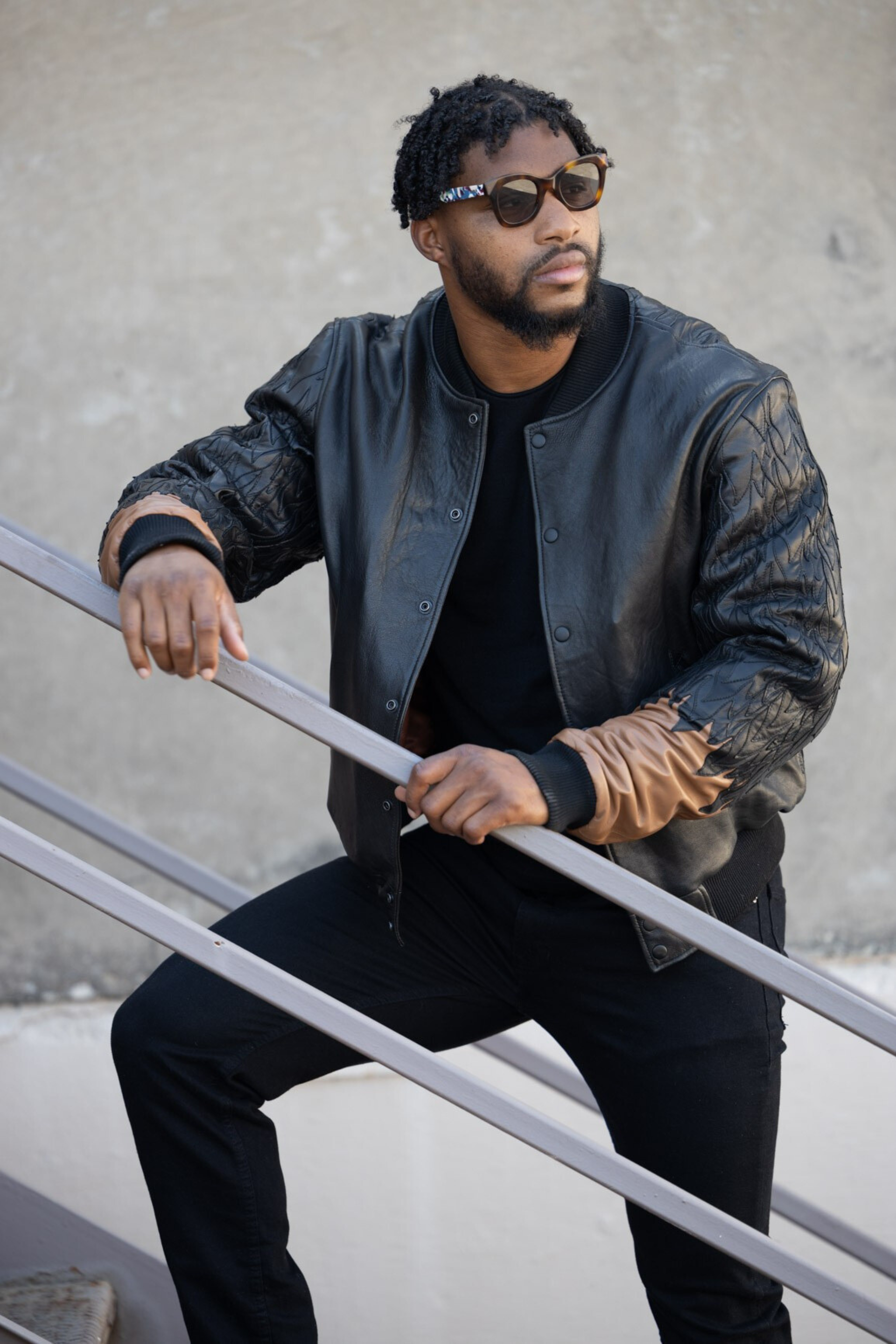 SHAE VARSITY BOMBER LEATHER JACKET